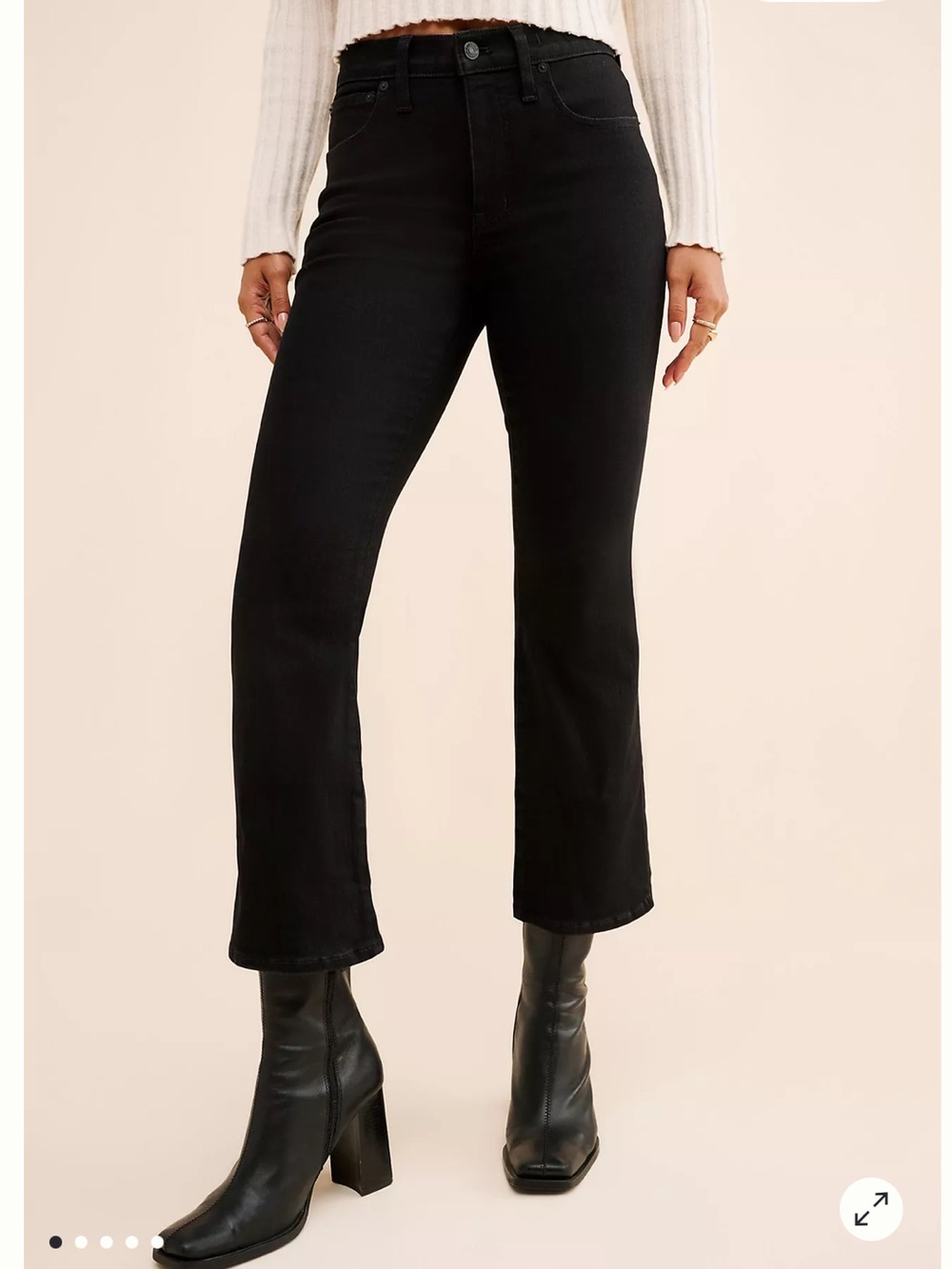 Madewell Mid-Rise Kick Out Crop Jeans in Black Rinse Wash Women's 30 Preppy